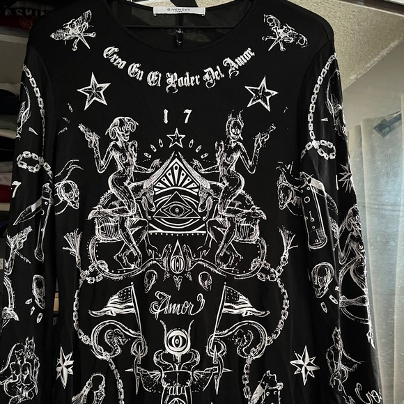 Givenchy Tattoo Print Long-Sleeve Dress - Picture 5 of 7